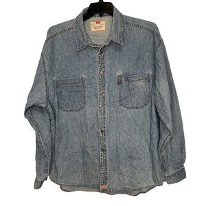 Vintage Levis Mens Denim Shirt Long Sleeve Button Up Red Tab size XXL Rodeo